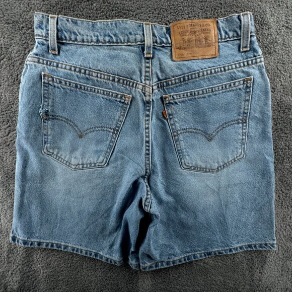 VTG Levis 950 Orange Tab Blue Jean Shorts Light Wash 1997 USA Jorts 30 Waist - Picture 1 of 15